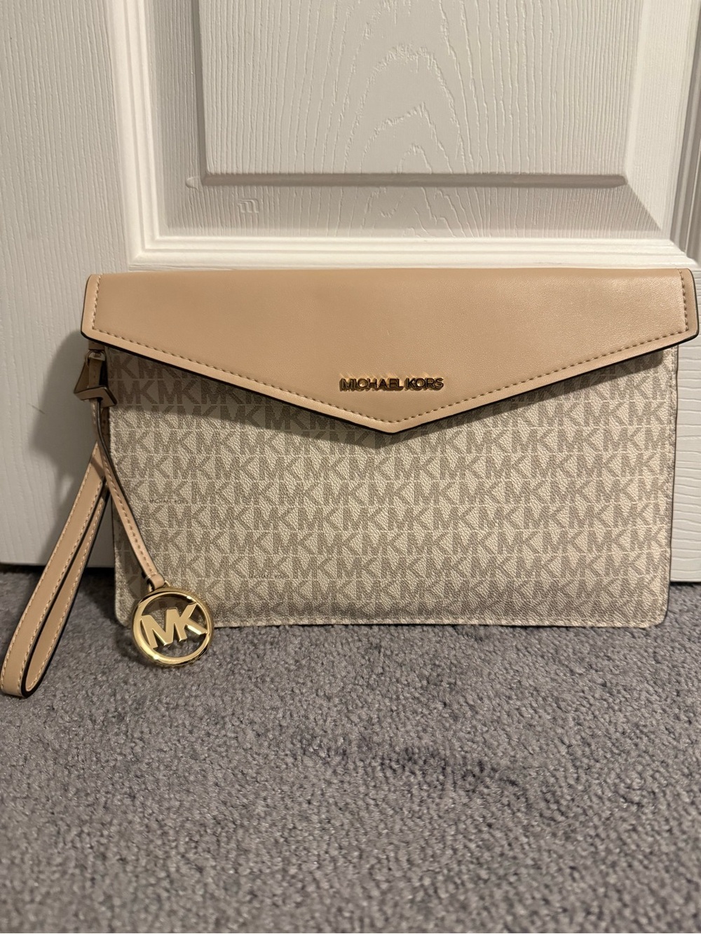 Michael Kors Beige Signature Envelope Clutch